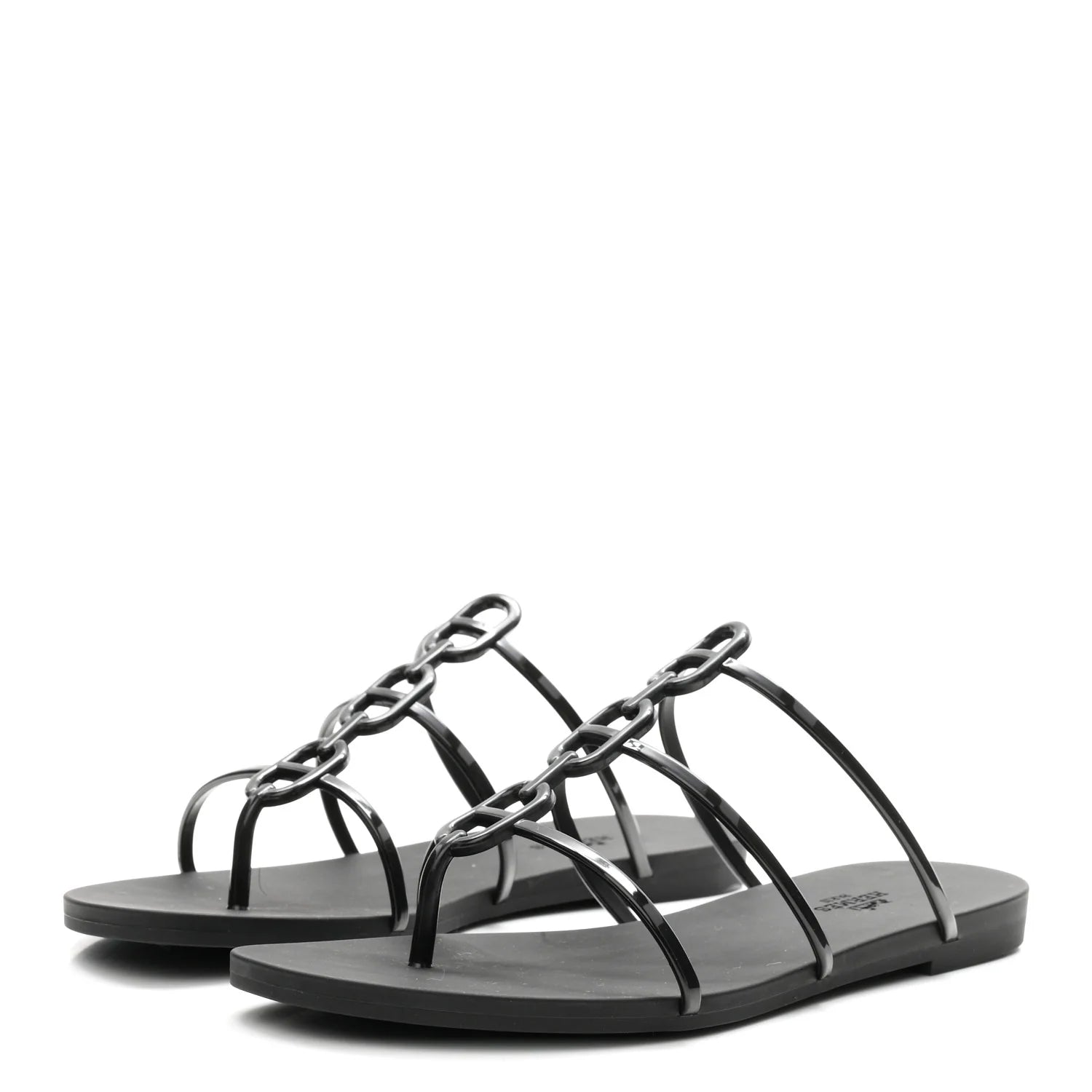 Hermes Black Rivage Jelly Sandals