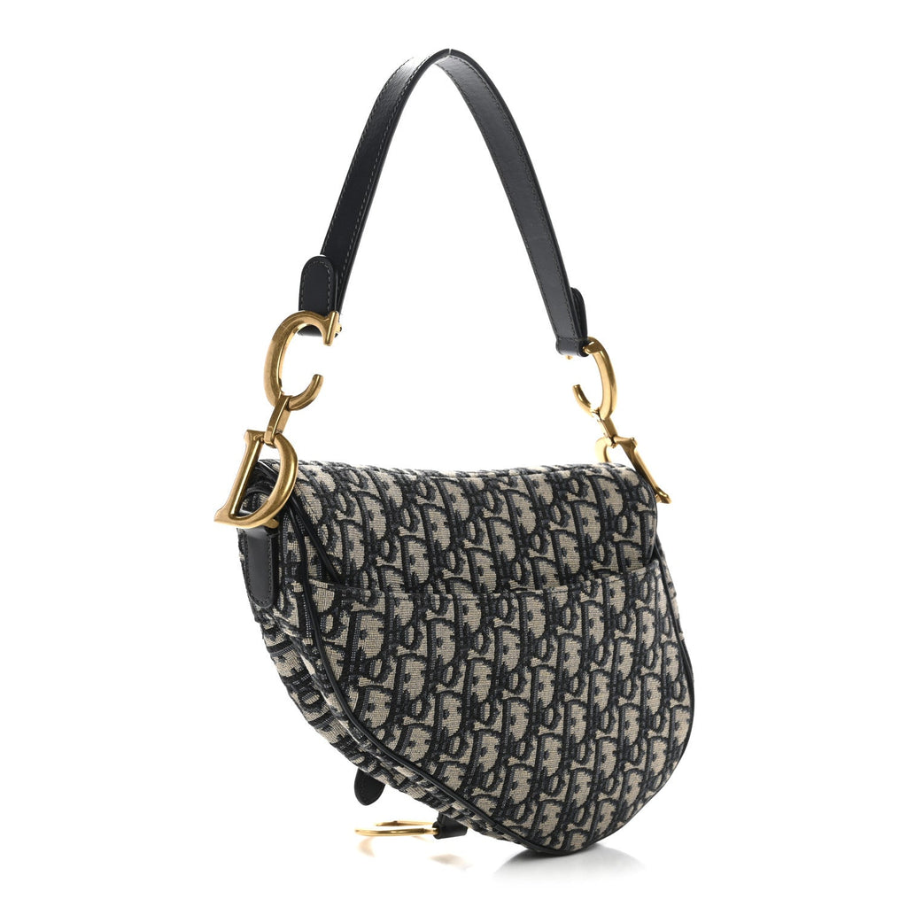 Dior Blue Oblique Canvas Saddle Bag