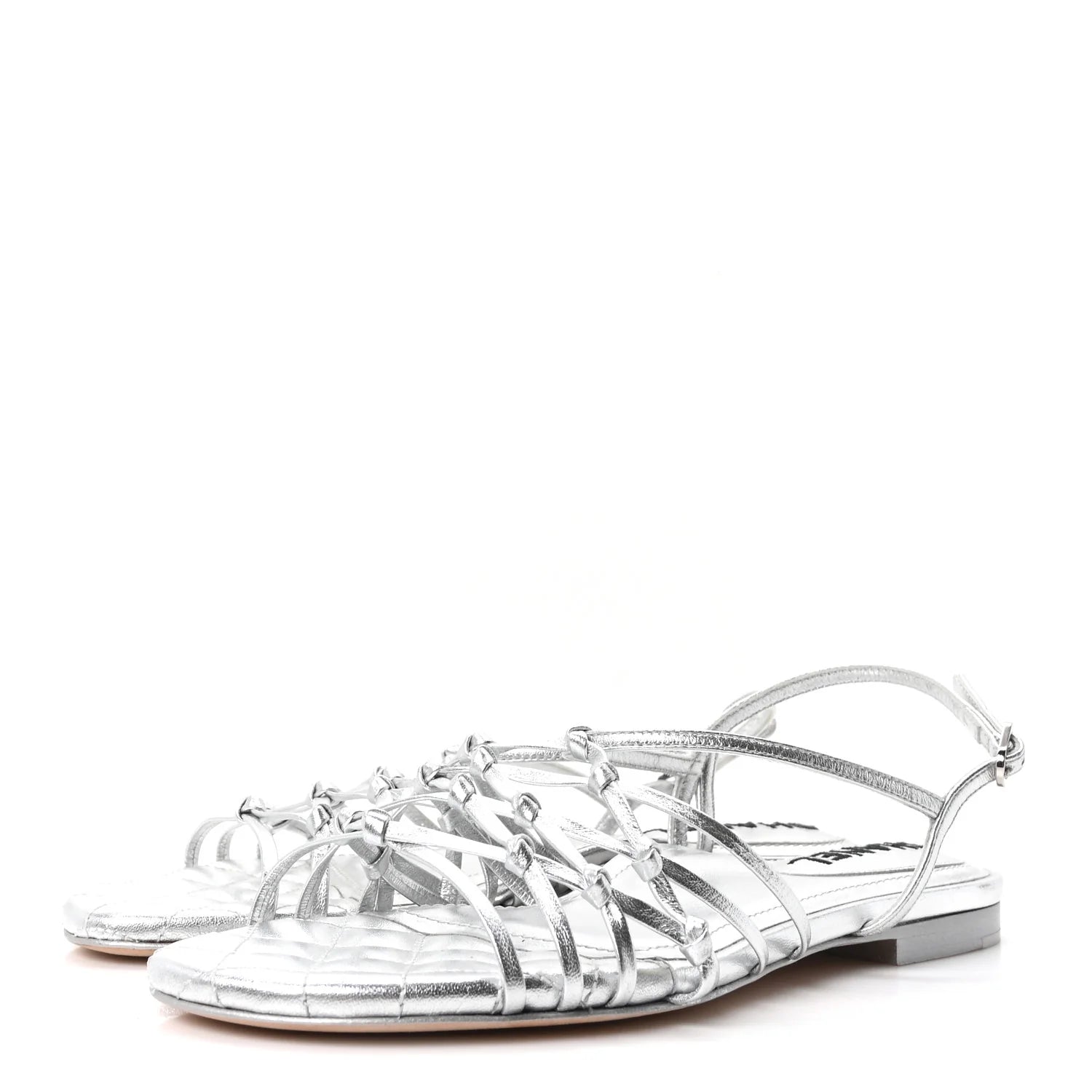 Chanel Metallic Silver Strappy Sandals