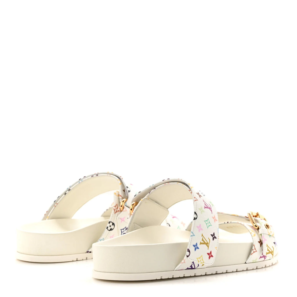 Louis Vuitton White Multicolor Monogram Sandals