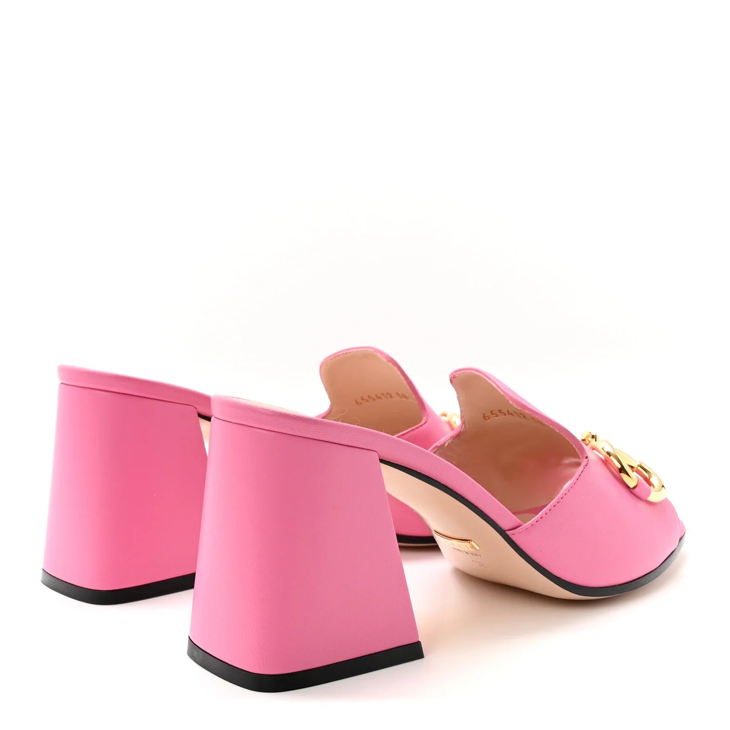 Gucci Pink Leather Horsebit Mules