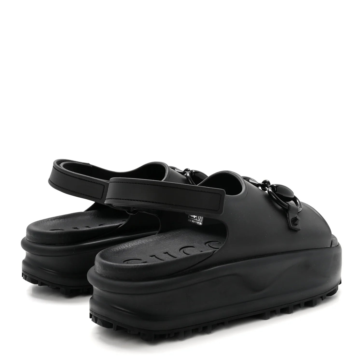 Gucci Black Rubber Horsebit Sandals