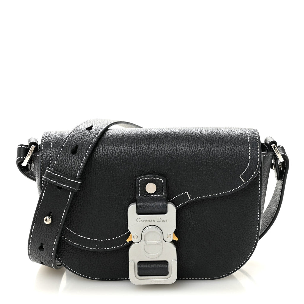 Dior Black Grained Saddle Crossbody