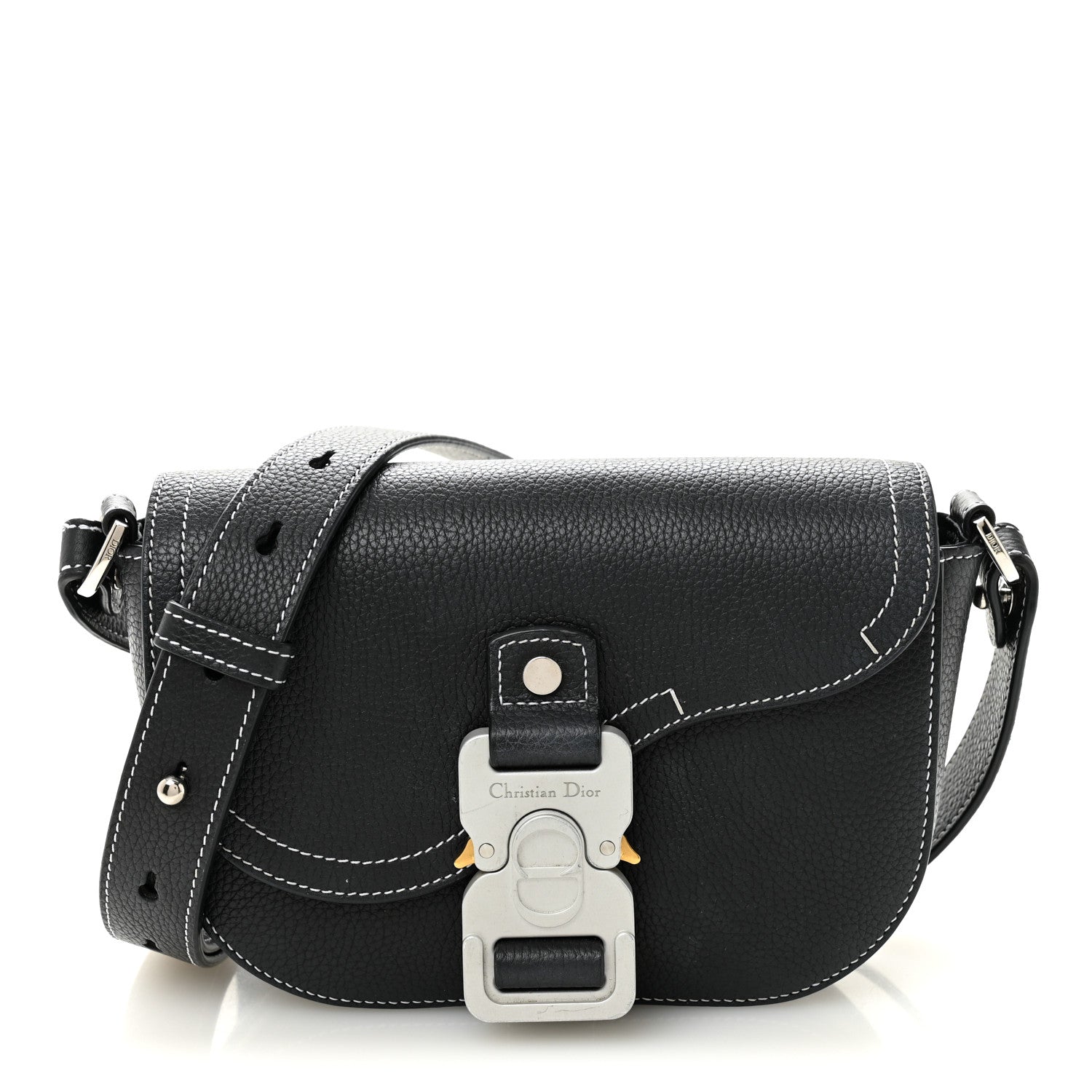 Dior Black Grained Saddle Crossbody