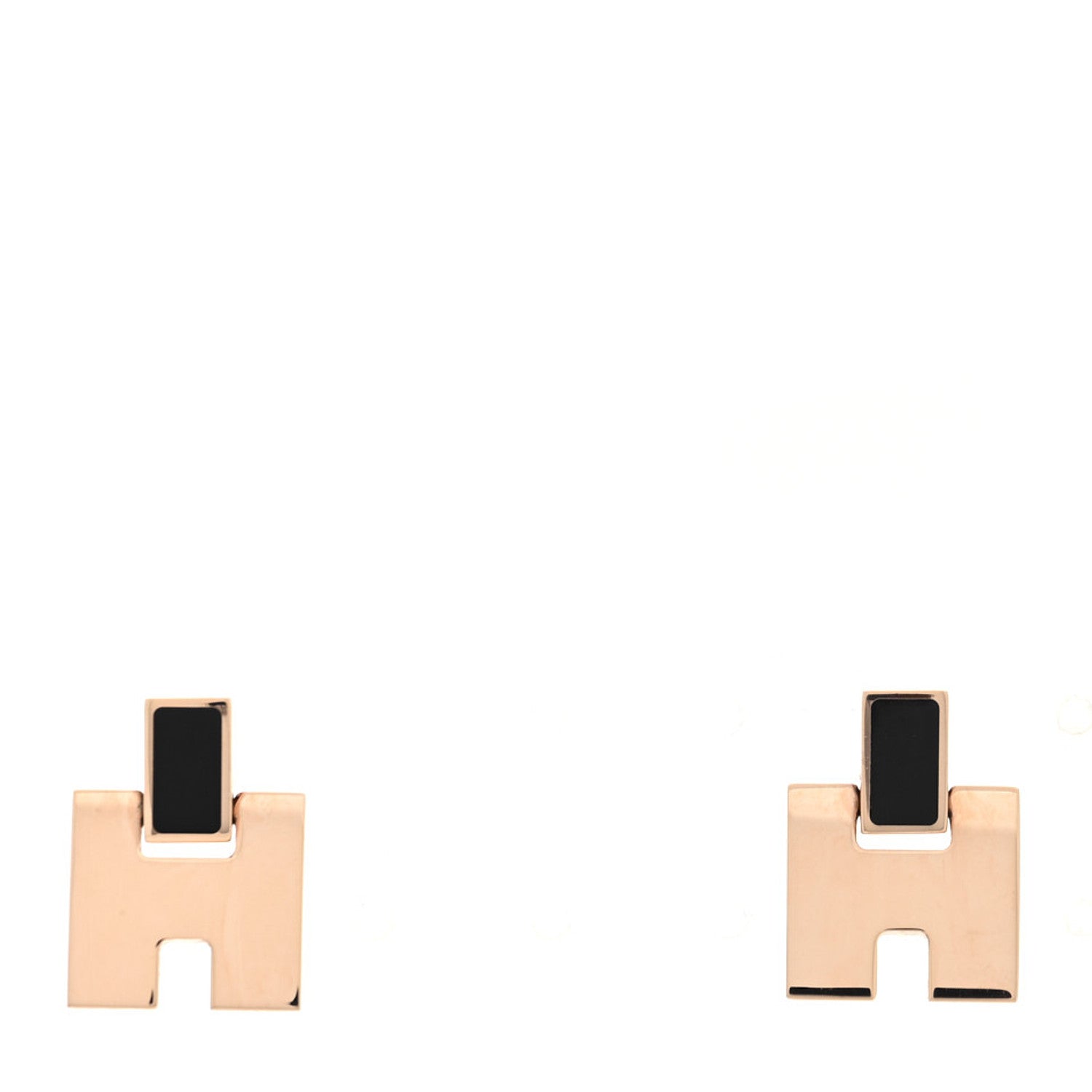 Hermes Rose Gold Black Earrings