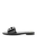 Fendi Black Leather Logo Slides