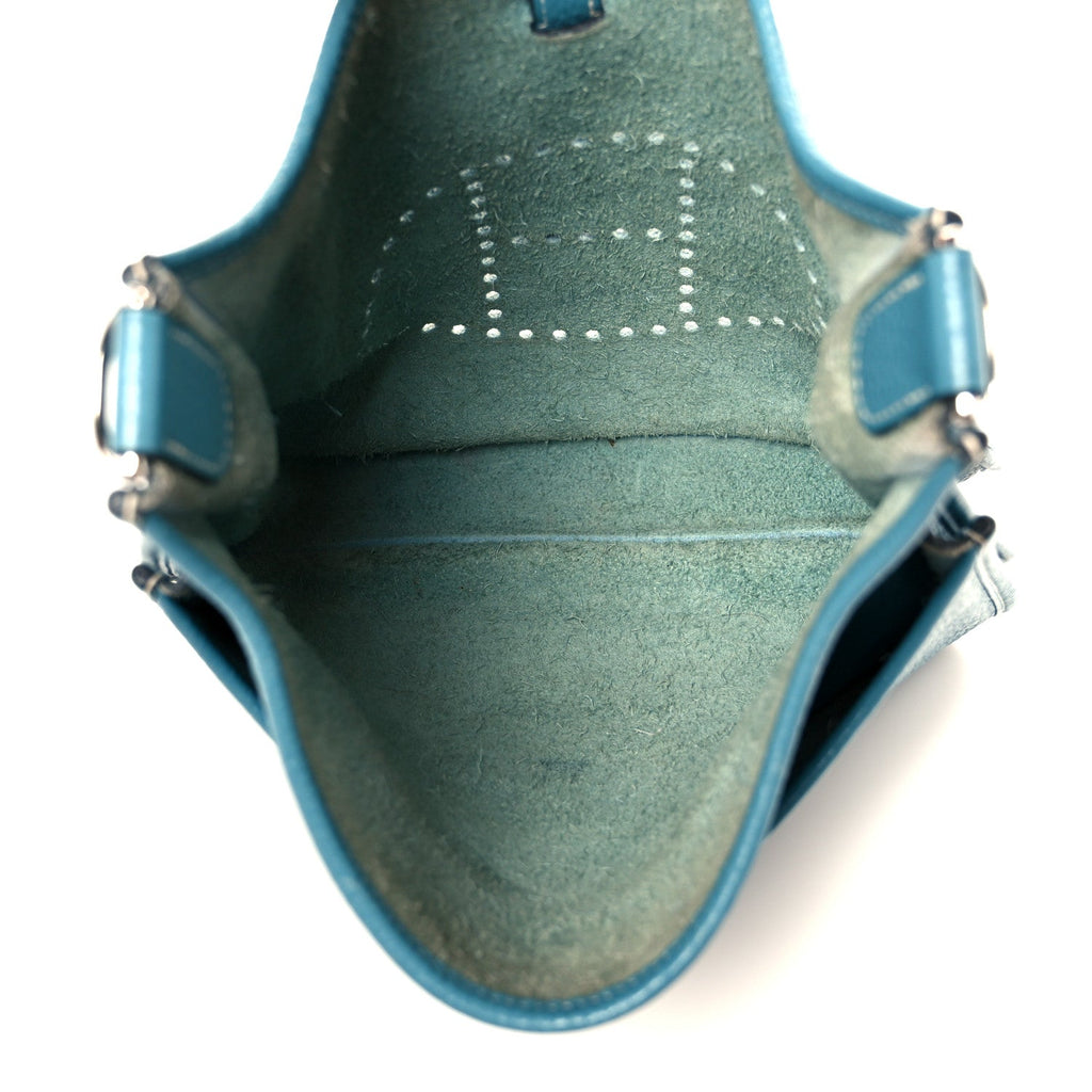 Hermes Blue Grained Leather Evelyne