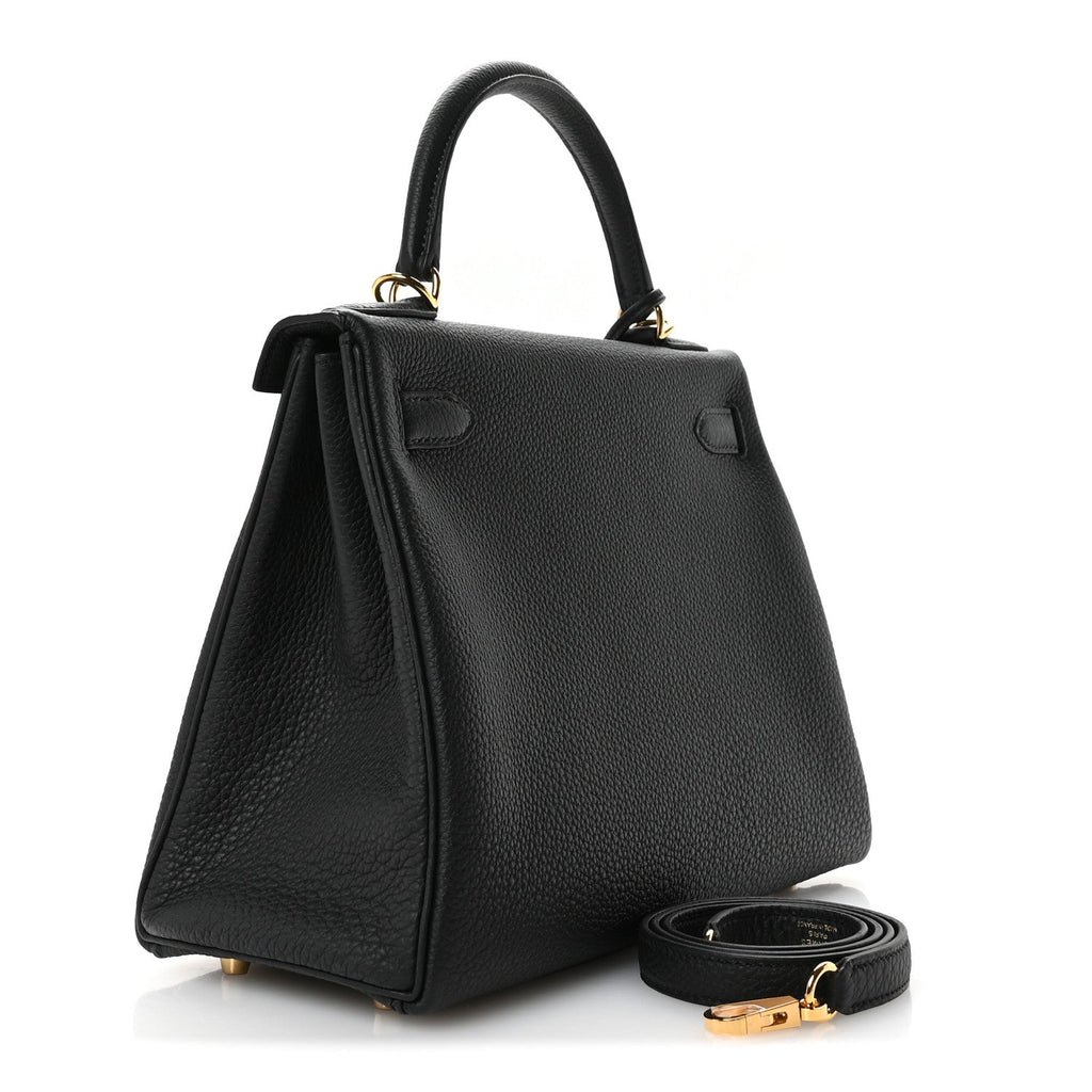 Hermes Kelly Black Grained Handbag