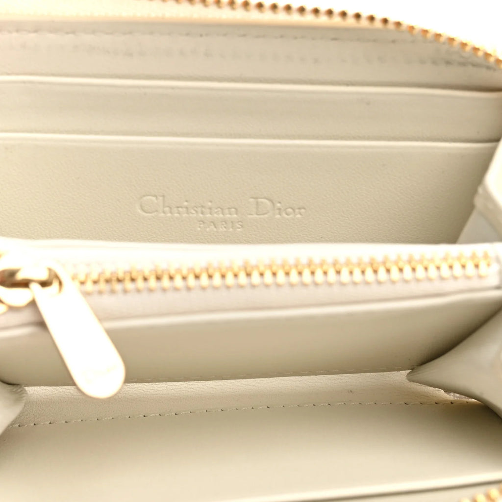 Dior White Cannage Leather Wallet