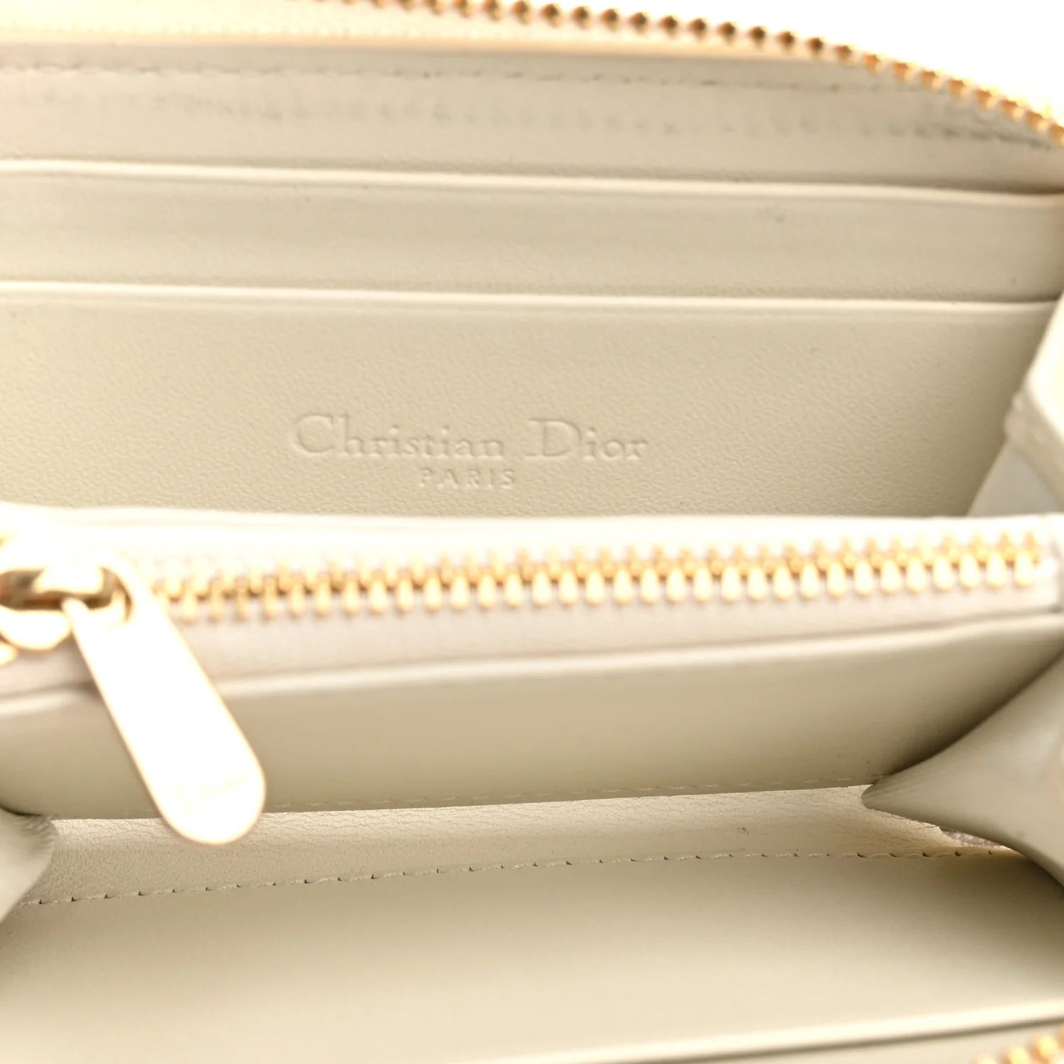 Dior White Cannage Leather Wallet