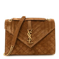 Saint Laurent Brown Suede Quilted Bag