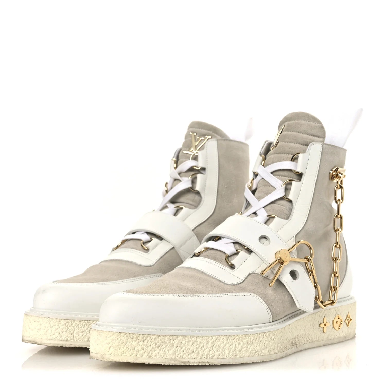 Louis Vuitton White Suede High-Top