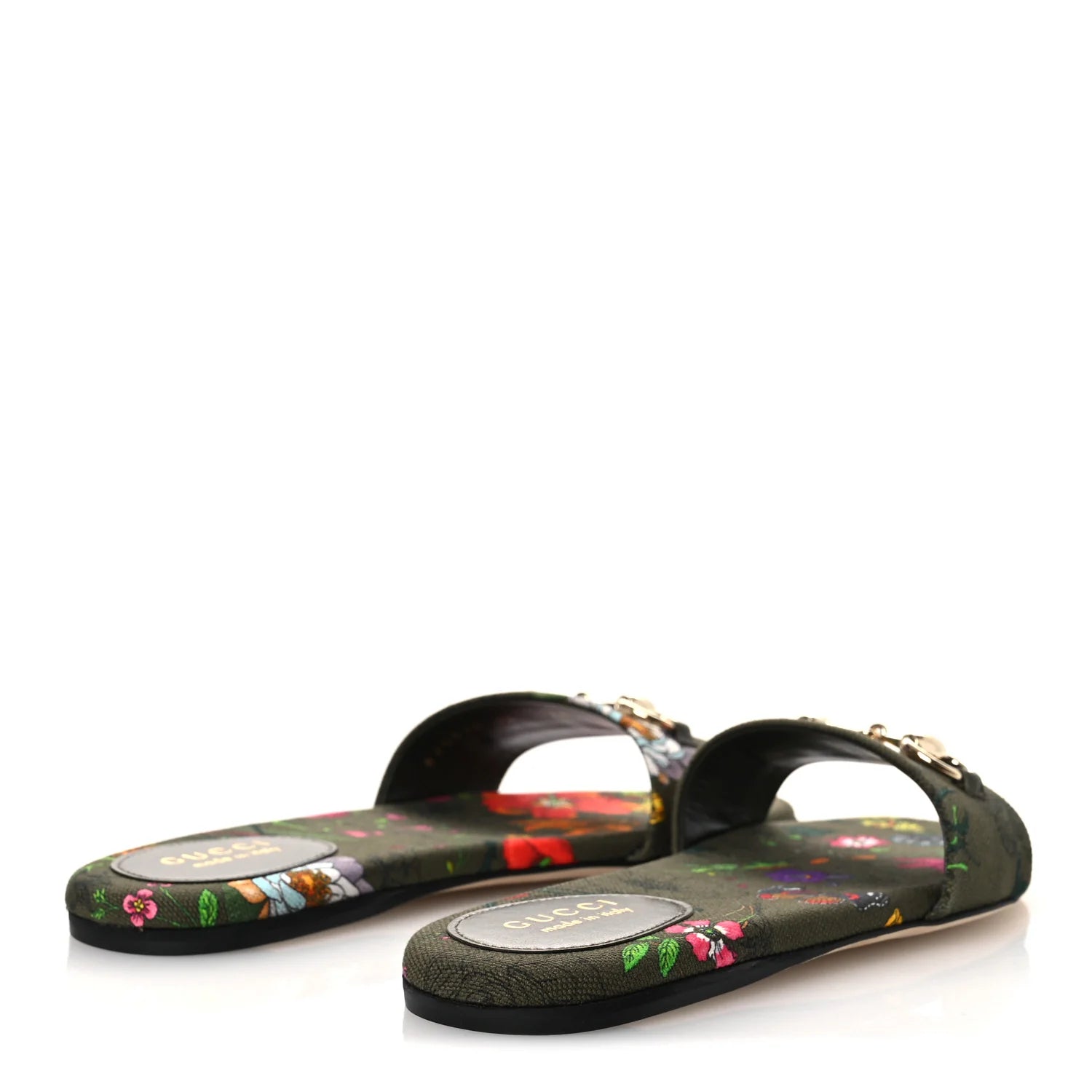 Gucci Floral Horsebit Slide Sandals