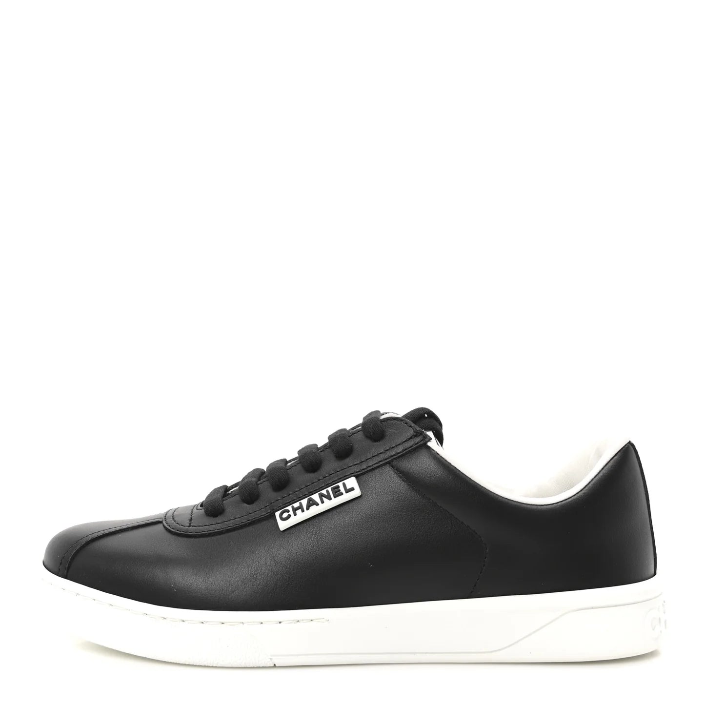 Chanel Black Leather Low-Top Sneakers