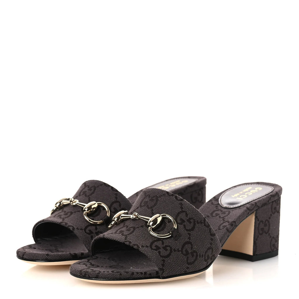 Gucci Grey GG Horsebit Mules