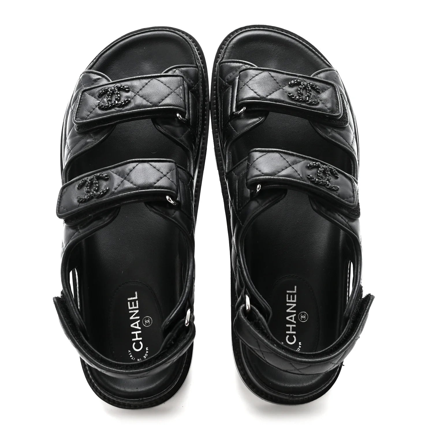 Chanel Black Quilted Leather Sandals