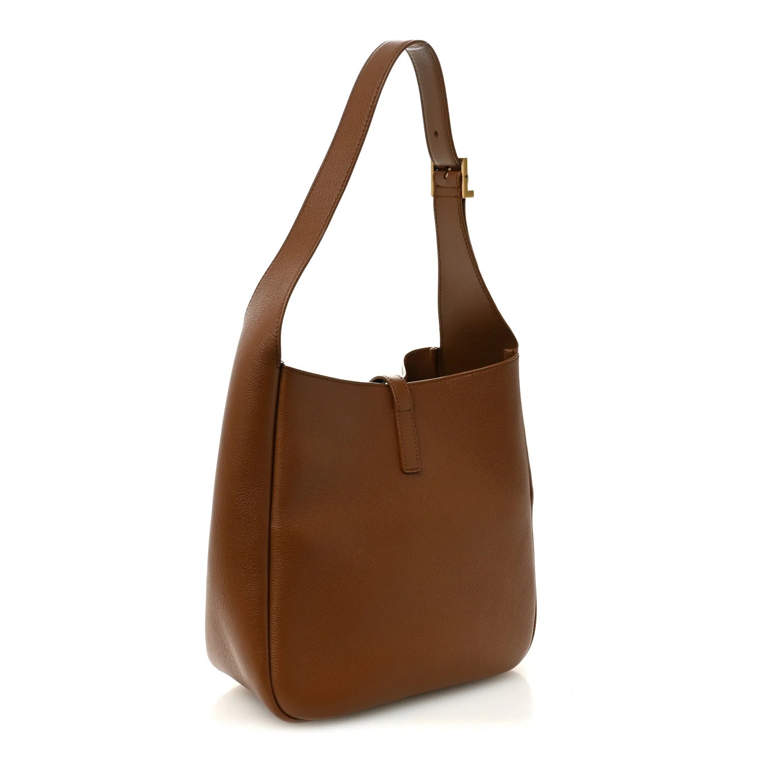 Saint Laurent Brown Grained Hobo