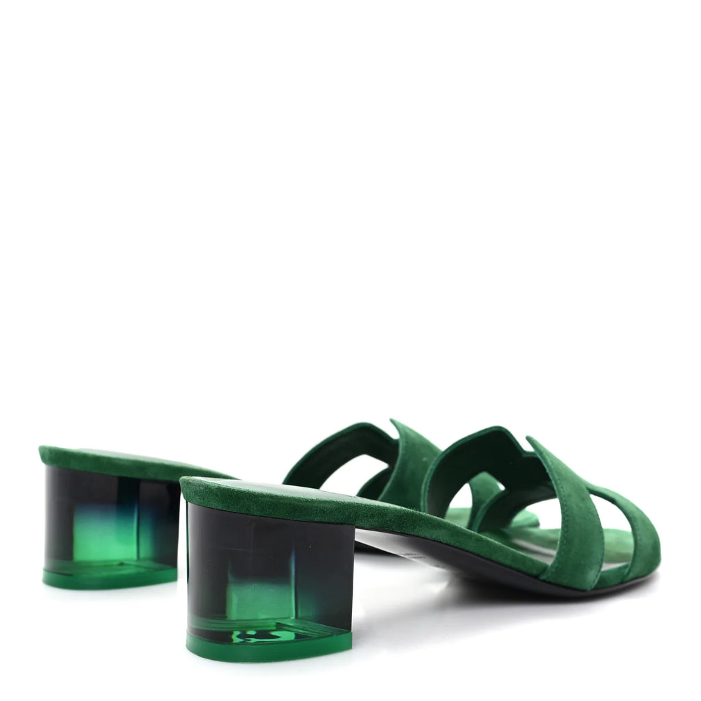 Hermes Green Suede Oasis Sandals