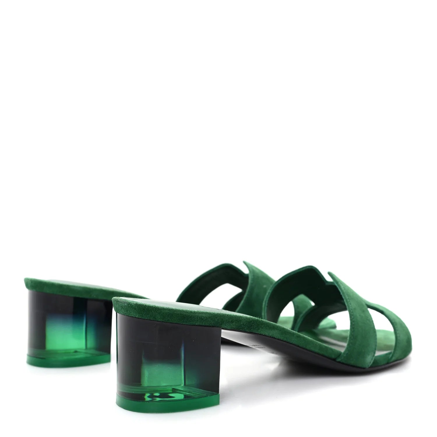 Hermes Green Suede Oasis Sandals