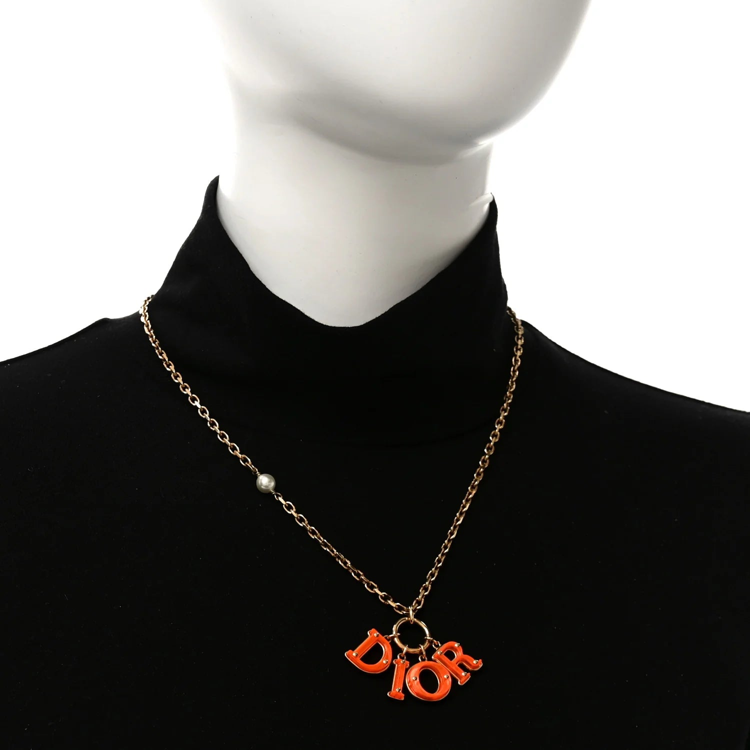 Dior Gold Orange Logo Necklace