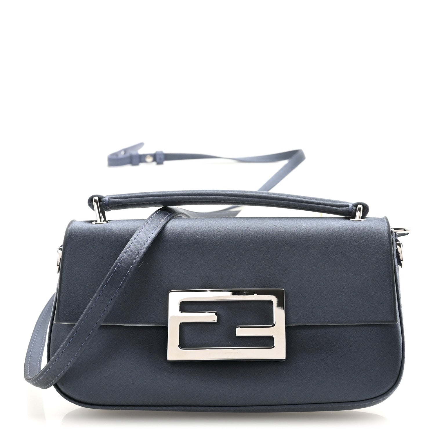 Fendi Navy Blue Leather Baguette