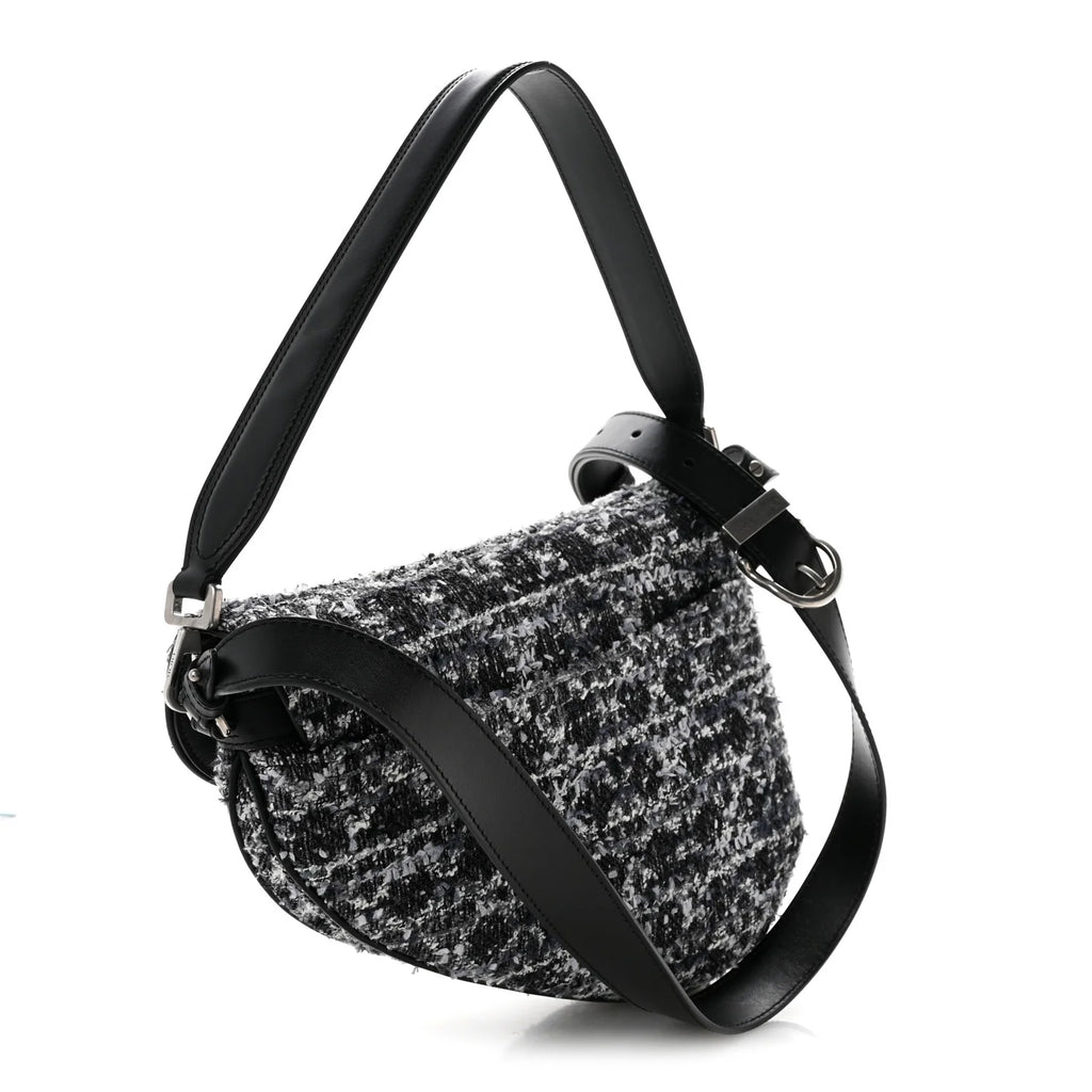 Dior Black White Tweed Saddle