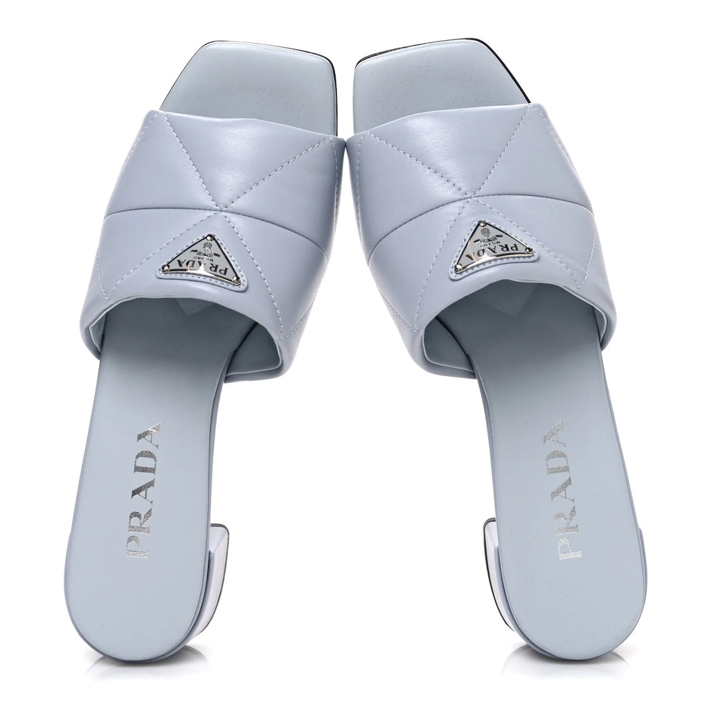 Prada Light Blue Padded Mules