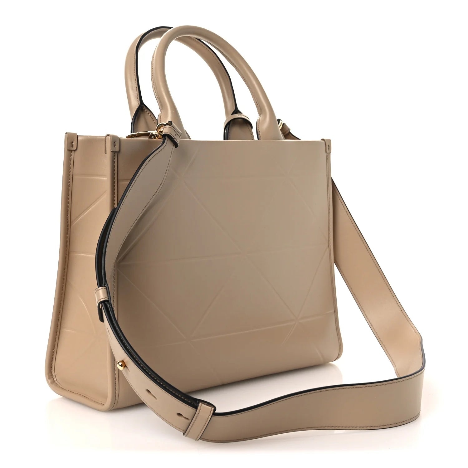 Prada Beige Embossed Leather Tote