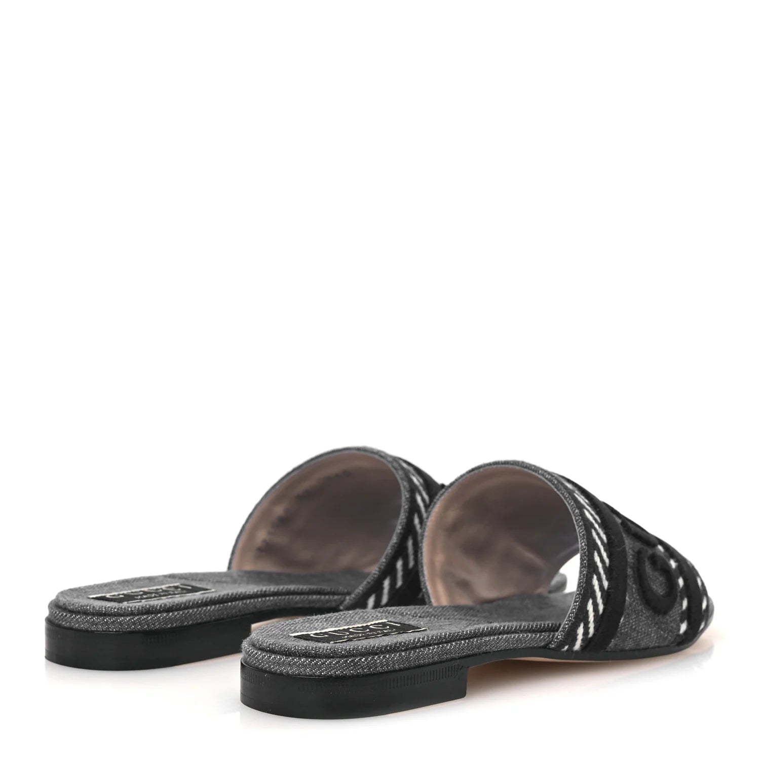 Gucci Grey Denim Logo Slides