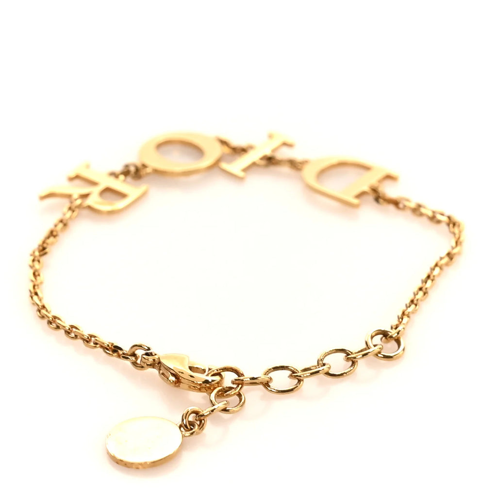 Dior Gold-Tone Crystal Logo Bracelet
