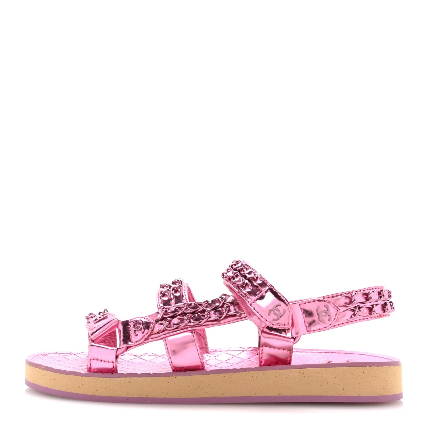Chanel Metallic Pink Chain Sandals