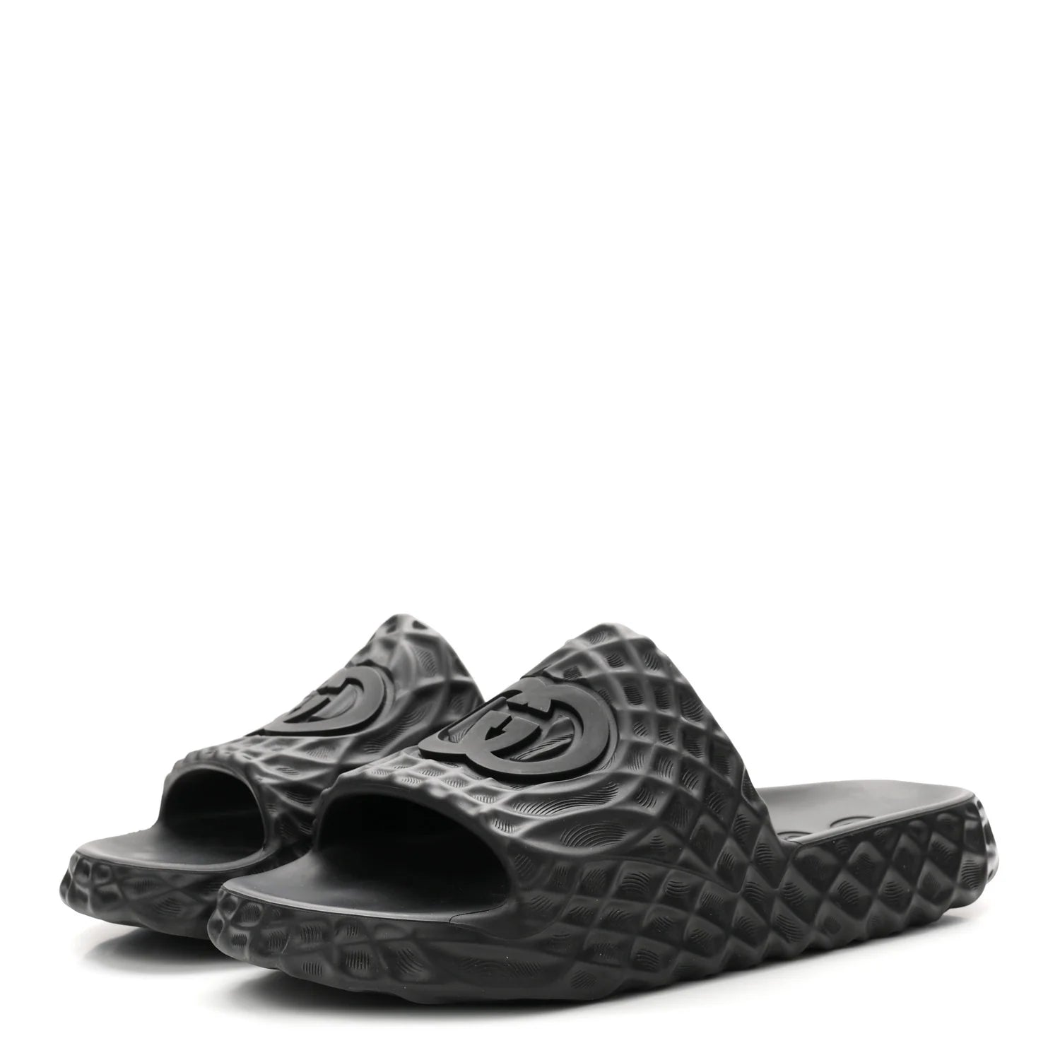 Gucci Black Interlocking G Slides