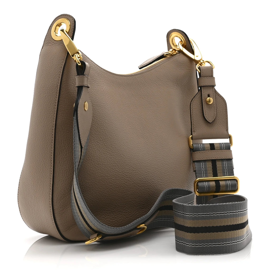 Prada Beige Grained Leather Hobo