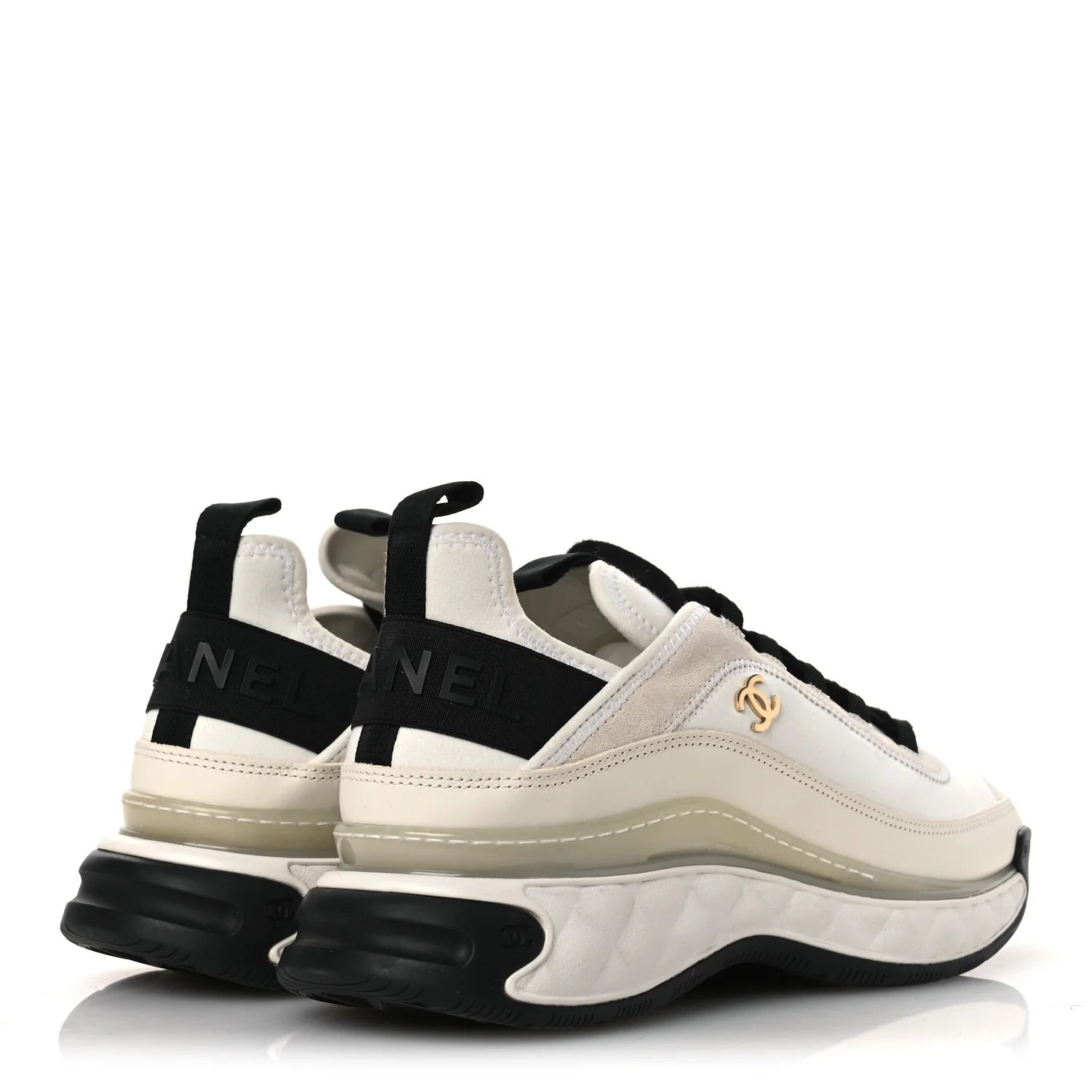 Chanel White Leather Mesh Sneakers