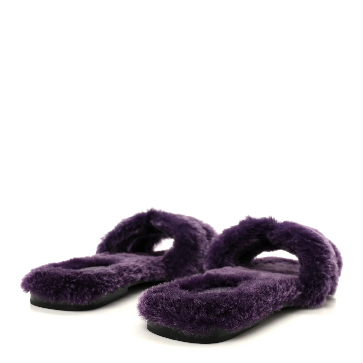 Hermes Purple Shearling Oran Sandals