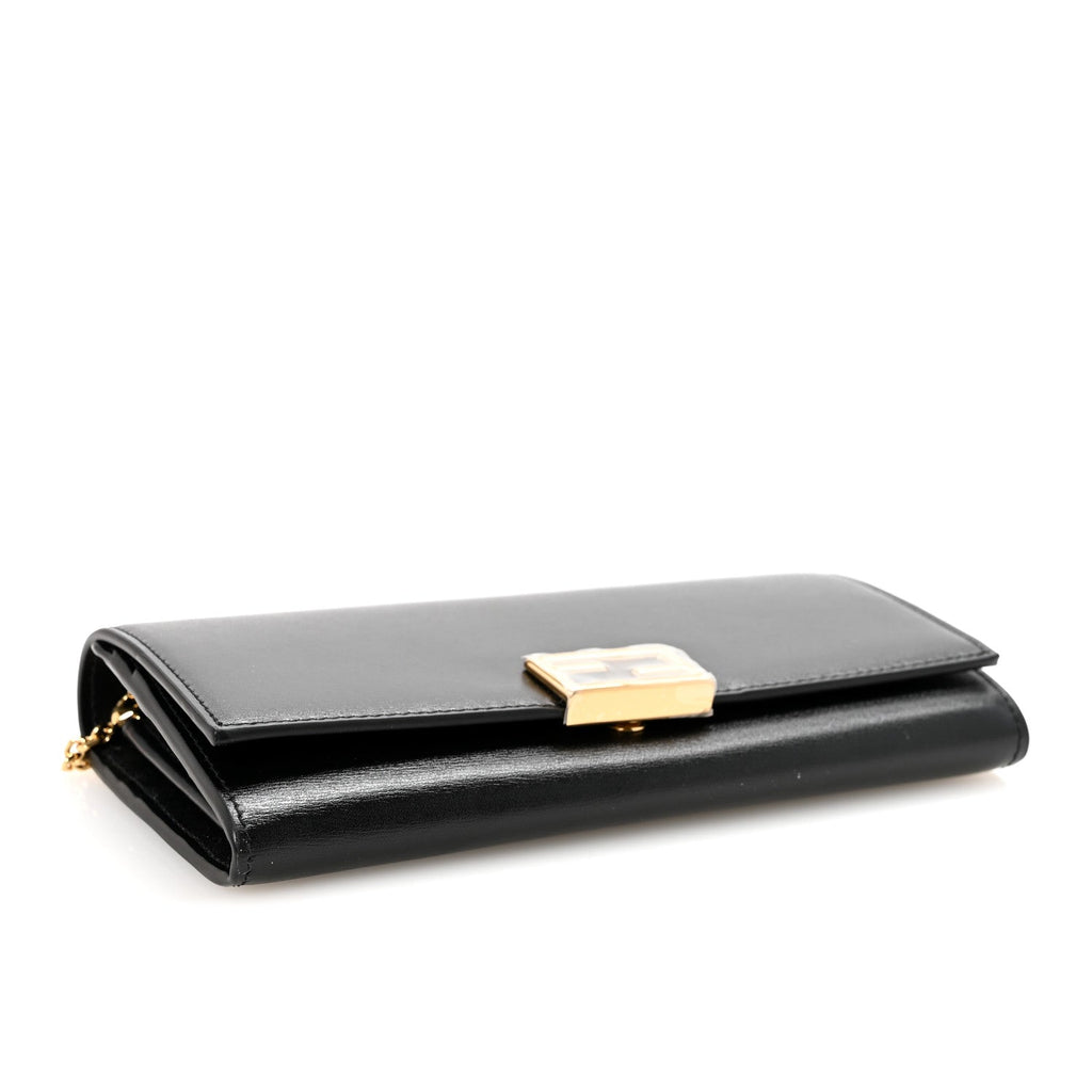 Fendi Black Leather Chain Pouch