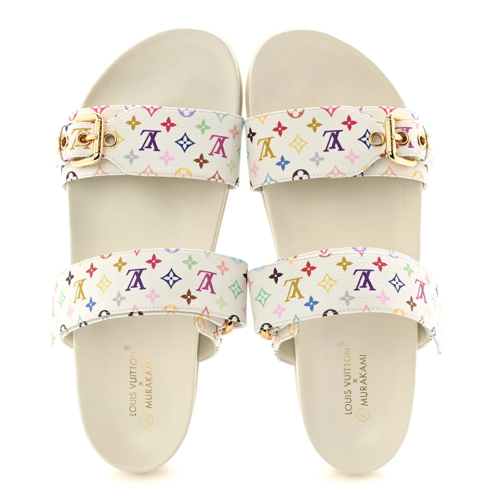 Louis Vuitton White Multicolor Monogram Sandals