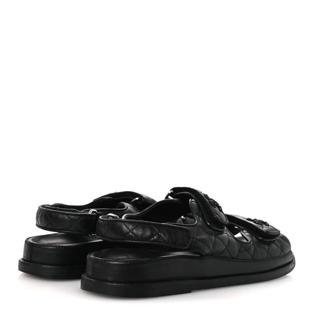 Chanel Black Quilted Leather Sandals