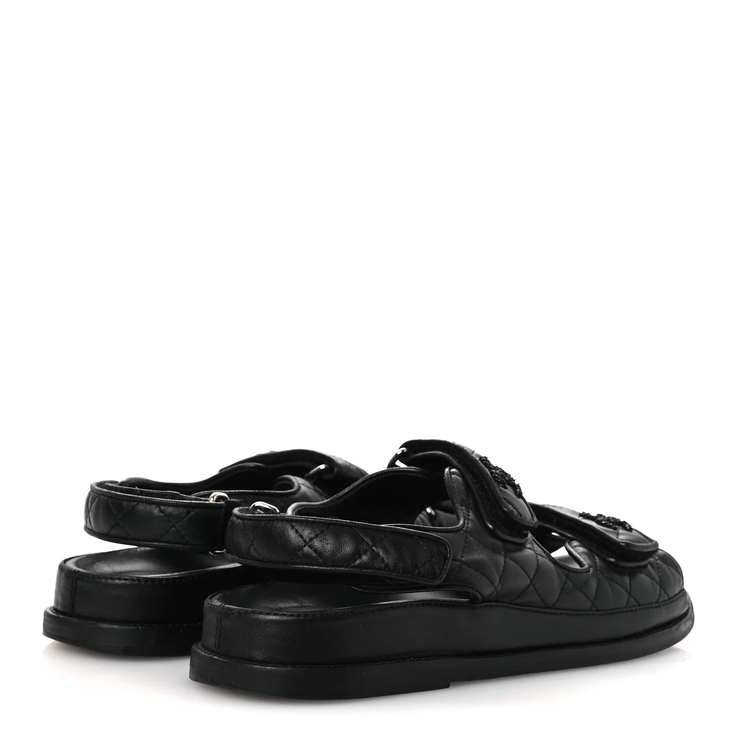 Chanel Black Quilted Leather Sandals