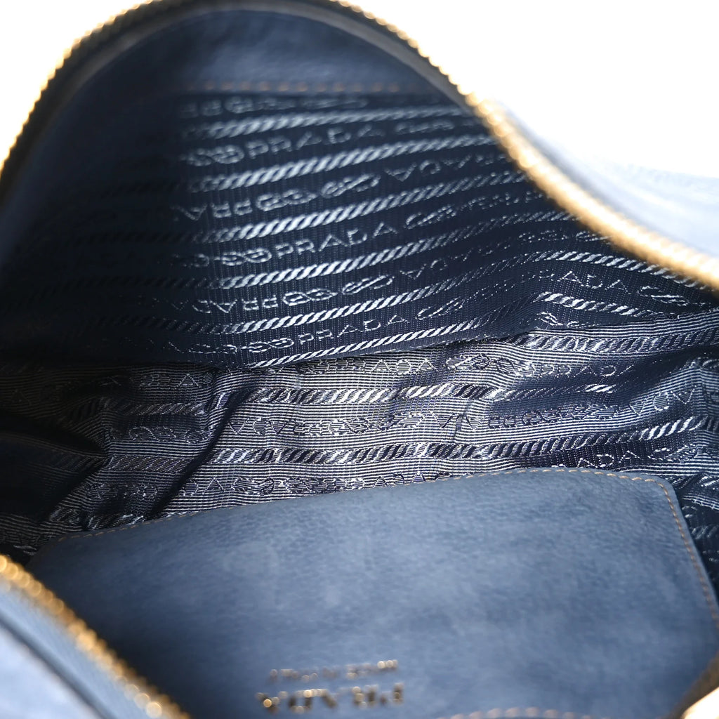 Prada Blue Grained Leather Arqué
