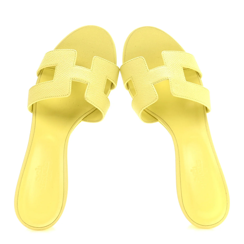 Hermes Yellow Grained Oasis Sandals