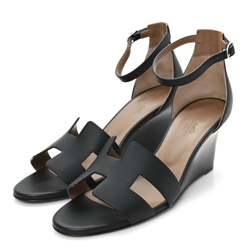 Hermes Black Leather Legend Sandals