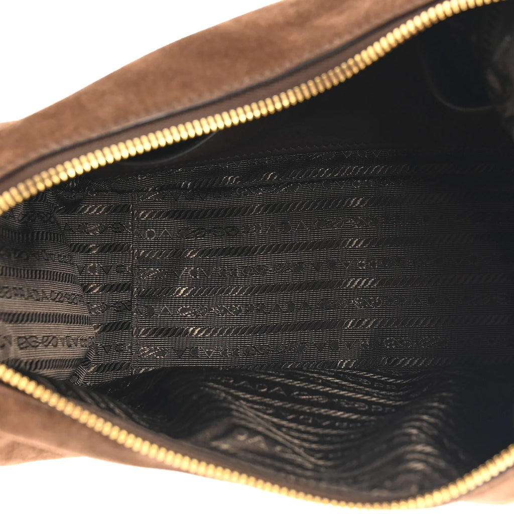 Prada Brown Suede Leather Handbag