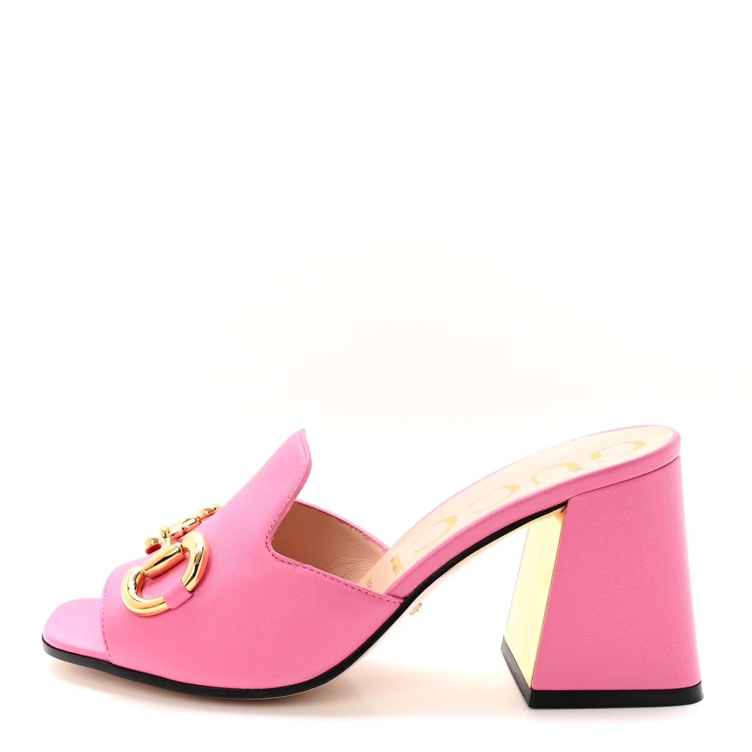 Gucci Pink Leather Horsebit Mules