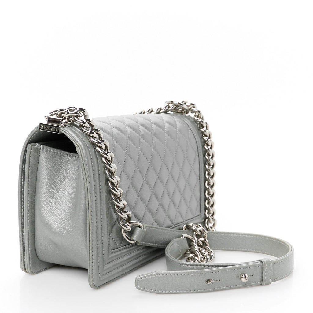 Chanel Metallic Silver Boy Bag
