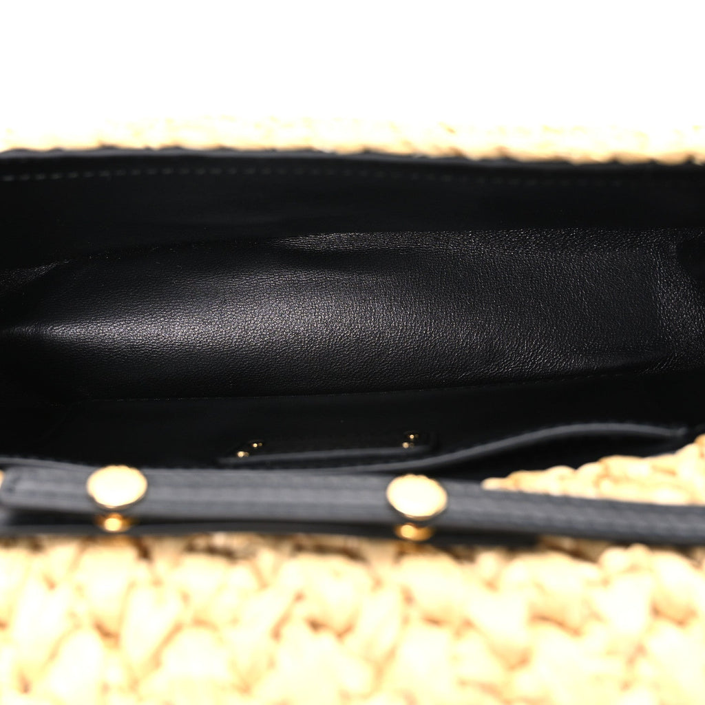 Prada Beige Raffia Chain Bag
