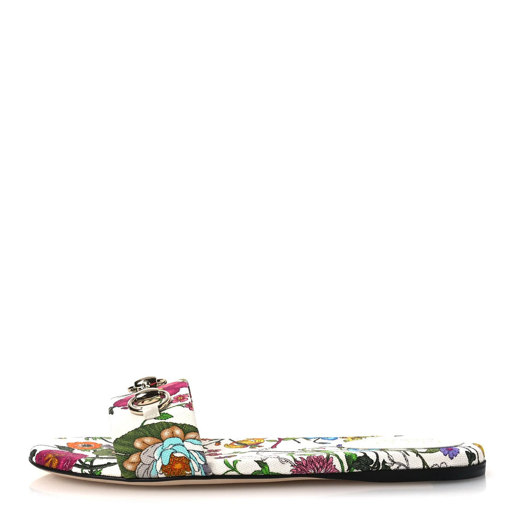Gucci Flora Horsebit Slide Sandals