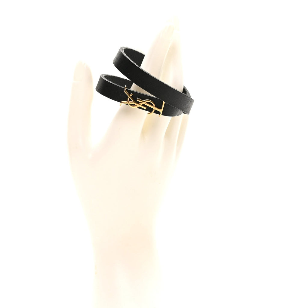 Saint Laurent Black Leather Bracelet