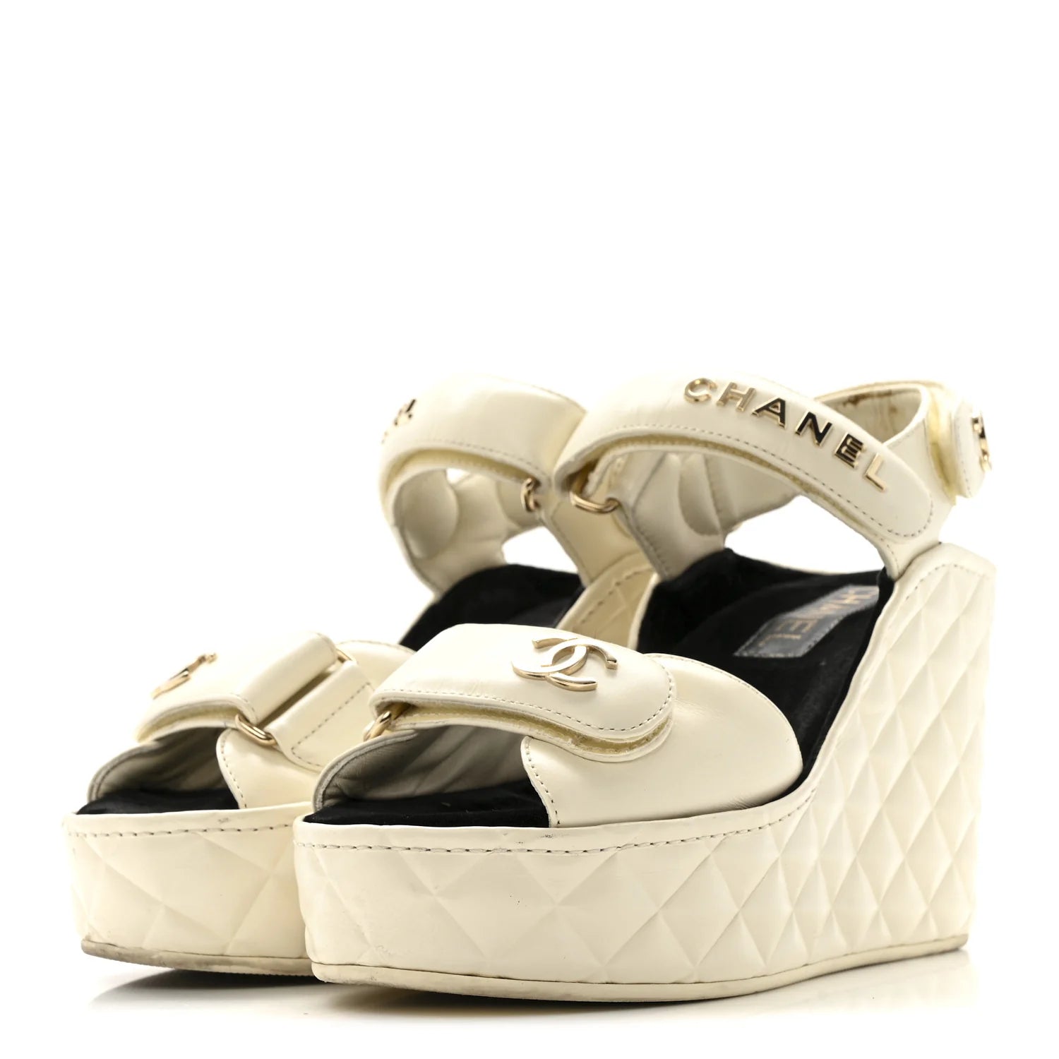 Chanel Quilted Leather Platform Wedges