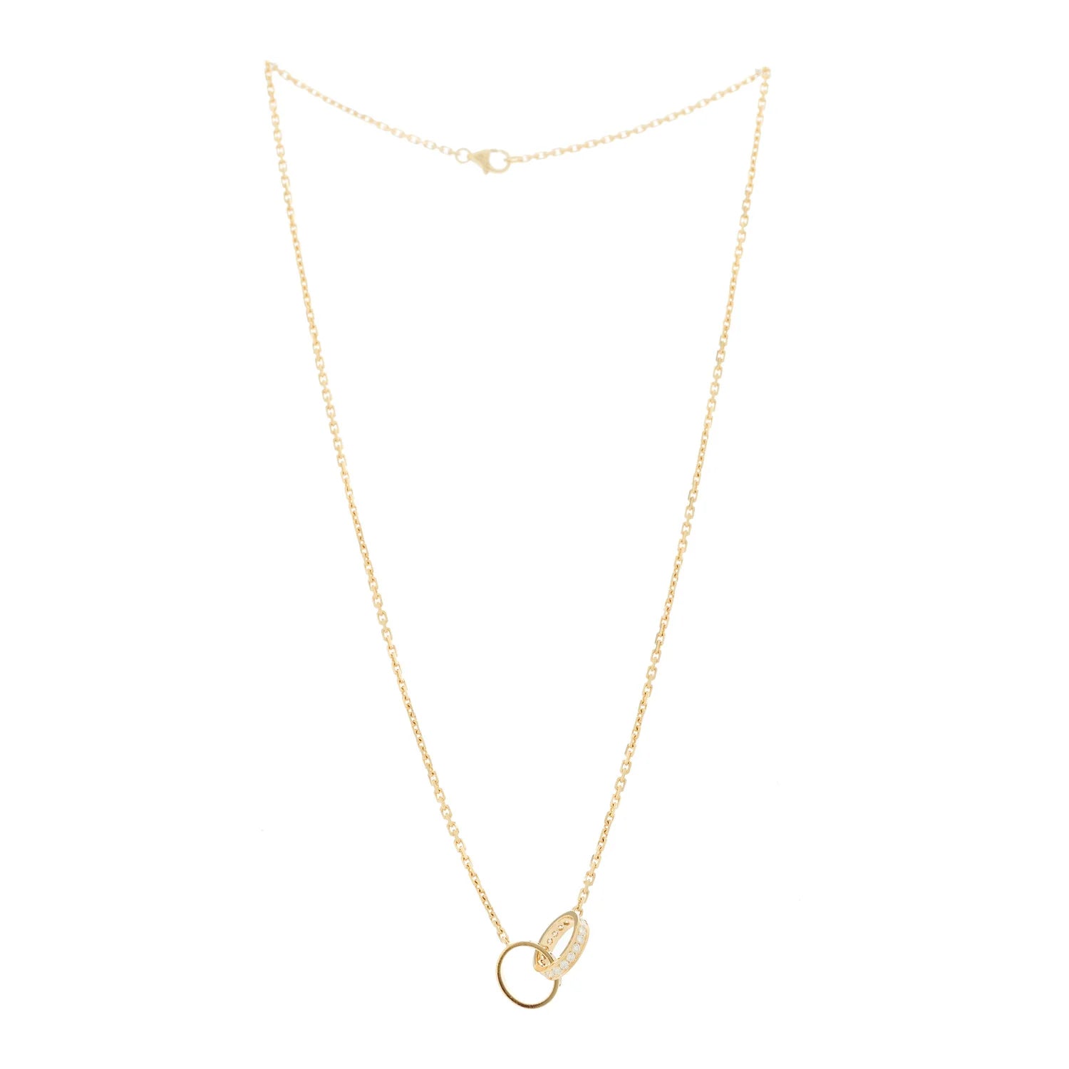 Cartier Gold Diamond Interlocking Necklace